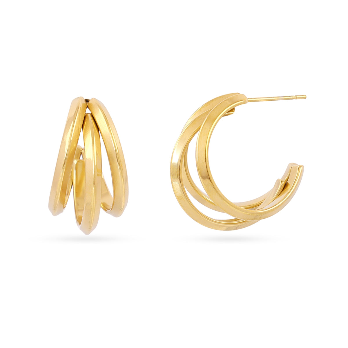 Aros Essentials Geométricos en Dorado, bisutería de acero de la colección Essentials — Tiendas Via Vai Estepona
