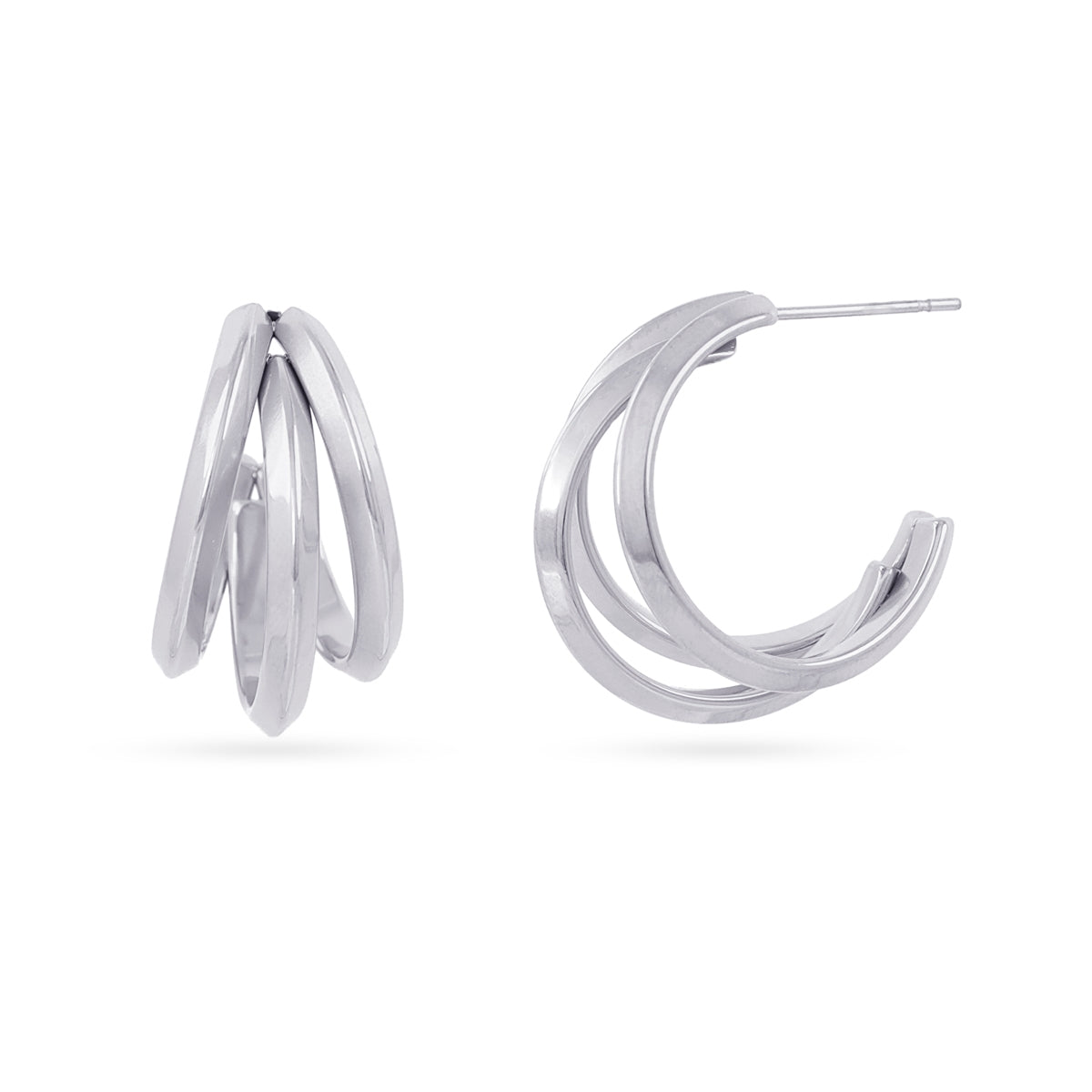 Aros Essentials Geométricos en Plateado, bisutería de acero de la colección Essentials — Tiendas Via Vai Estepona