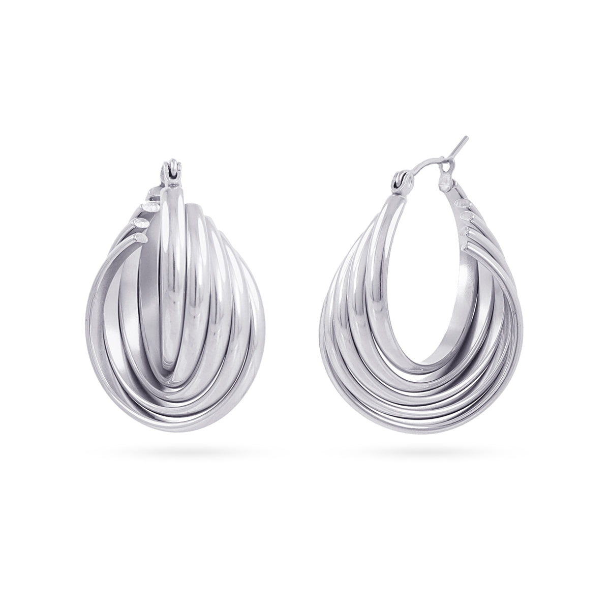 Aros Essentials Lagrima Relieve en Plateado, bisutería de acero de la colección Essentials — Tiendas Via Vai Estepona