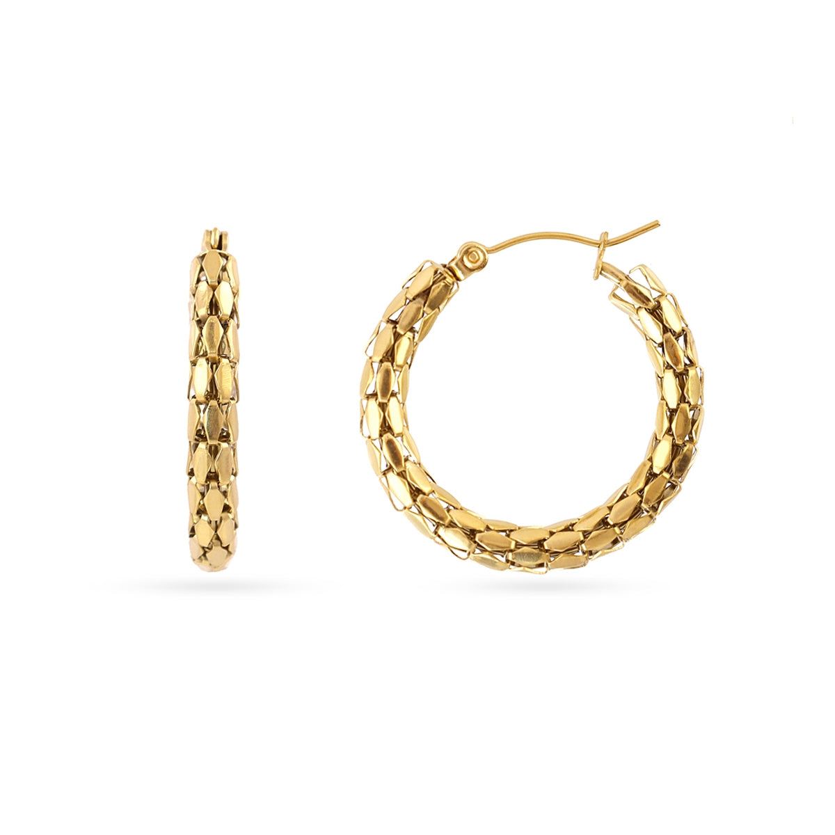 Aros Essentials Malla Escamas en Dorado, bisutería de acero de la colección Essentials — Tiendas Via Vai Estepona