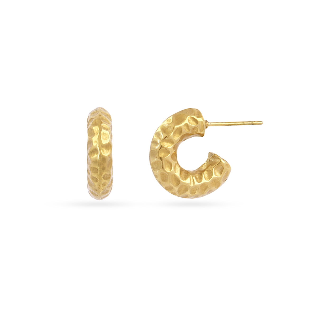 Aros Essentials Mini Martelé en Dorado, bisutería de acero de la colección Essentials — Tiendas Via Vai Estepona