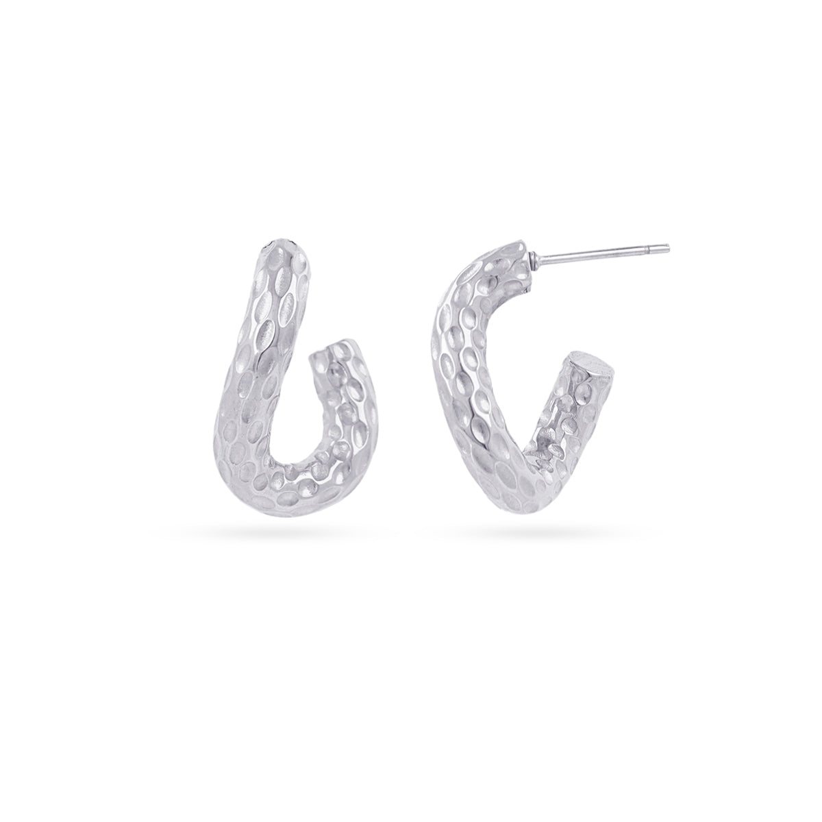 Aros Essentials Orgánico Martelé 20mm en Plateado, bisutería de acero de la colección Essentials — Tiendas Via Vai Estepona
