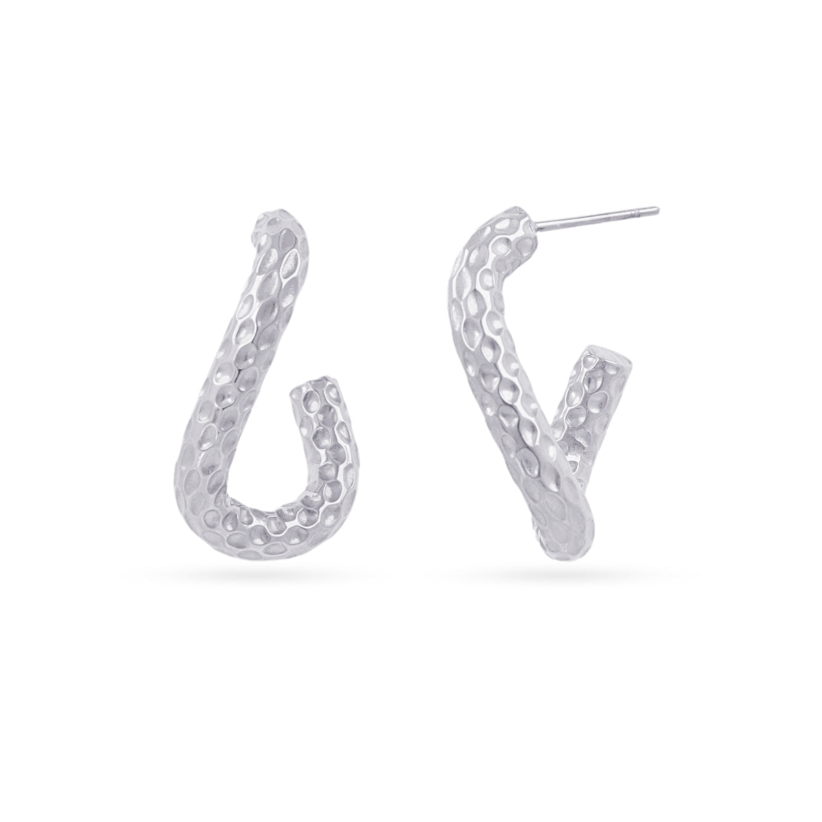 Aros Essentials Orgánico Martelé 26mm en Plateado, bisutería de acero de la colección Essentials — Tiendas Via Vai Estepona