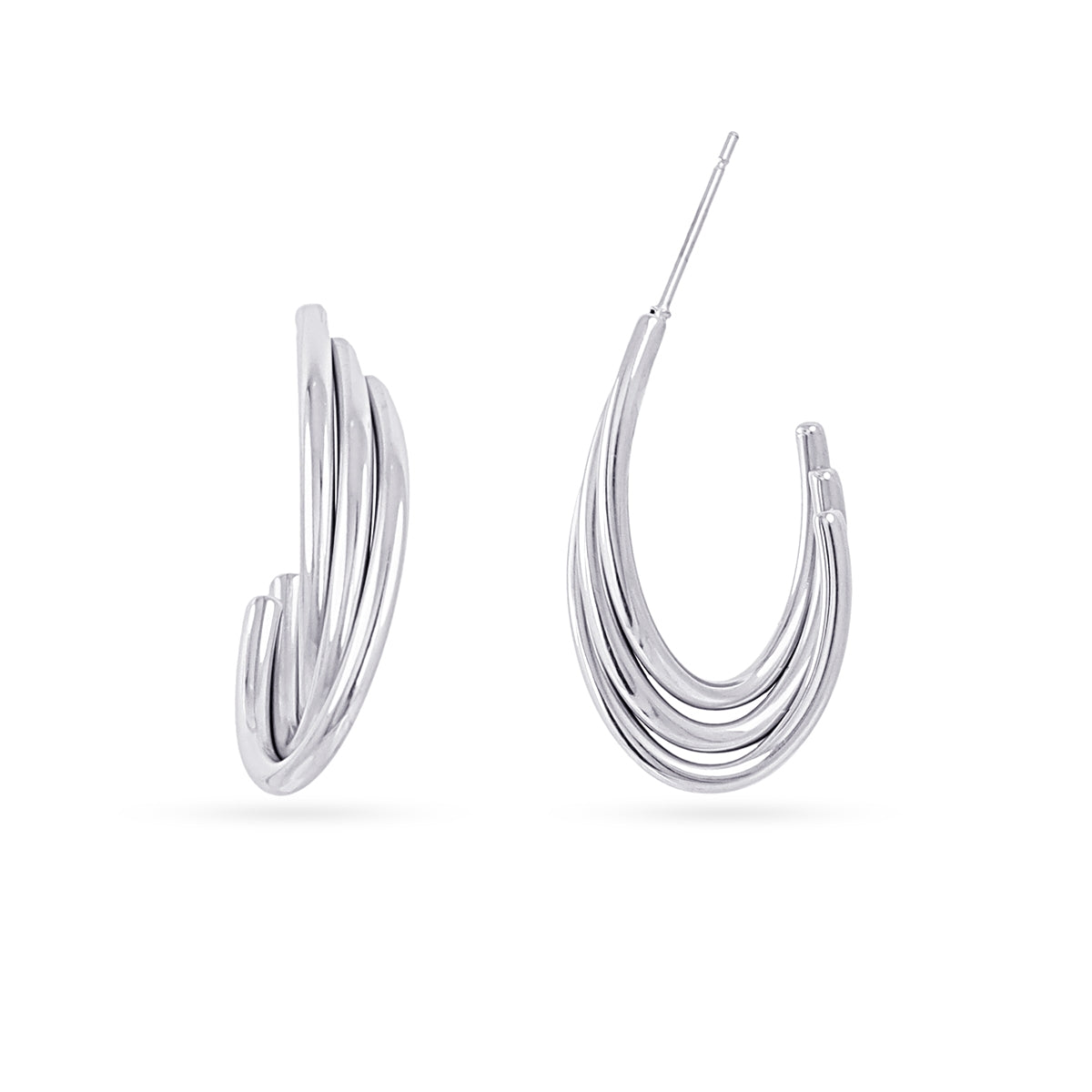 Aros Essentials Ovalado Acanalado en Plateado, bisutería de acero de la colección Essentials — Tiendas Via Vai Estepona