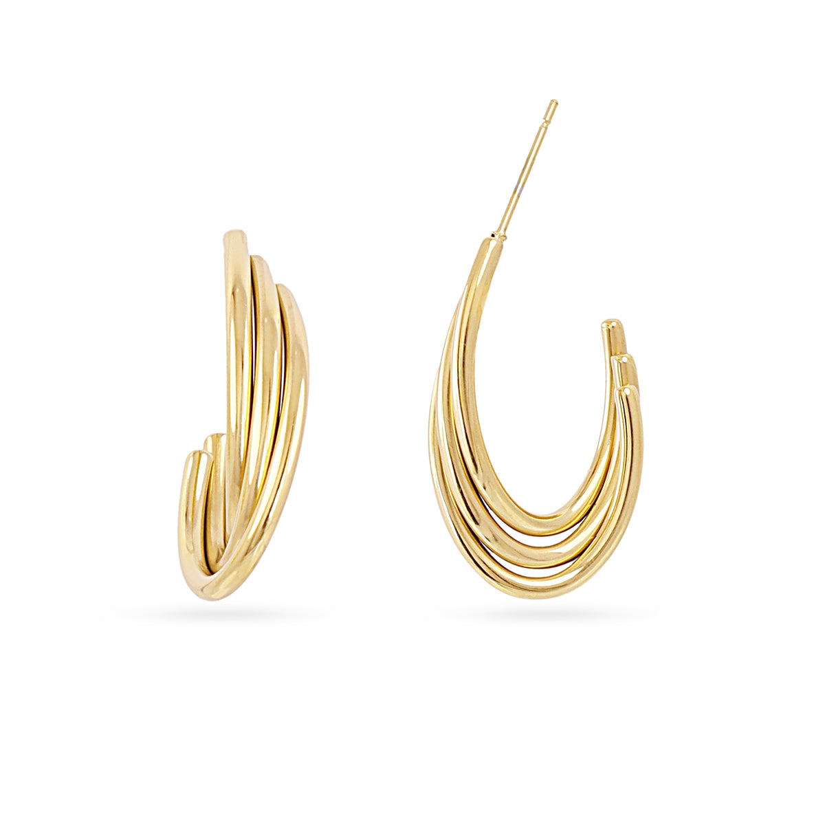 Aros Essentials Ovalado Acanalado en Dorado, bisutería de acero de la colección Essentials — Tiendas Via Vai Estepona