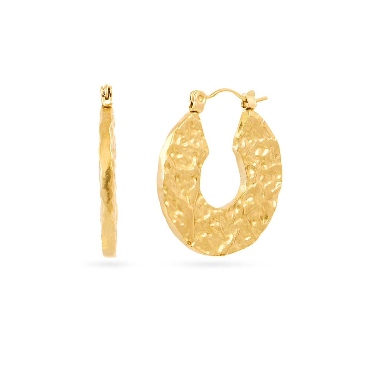 Aros Essentials Óvalo Martelé en Dorado, bisutería de acero de la colección Essentials — Tiendas Via Vai Estepona