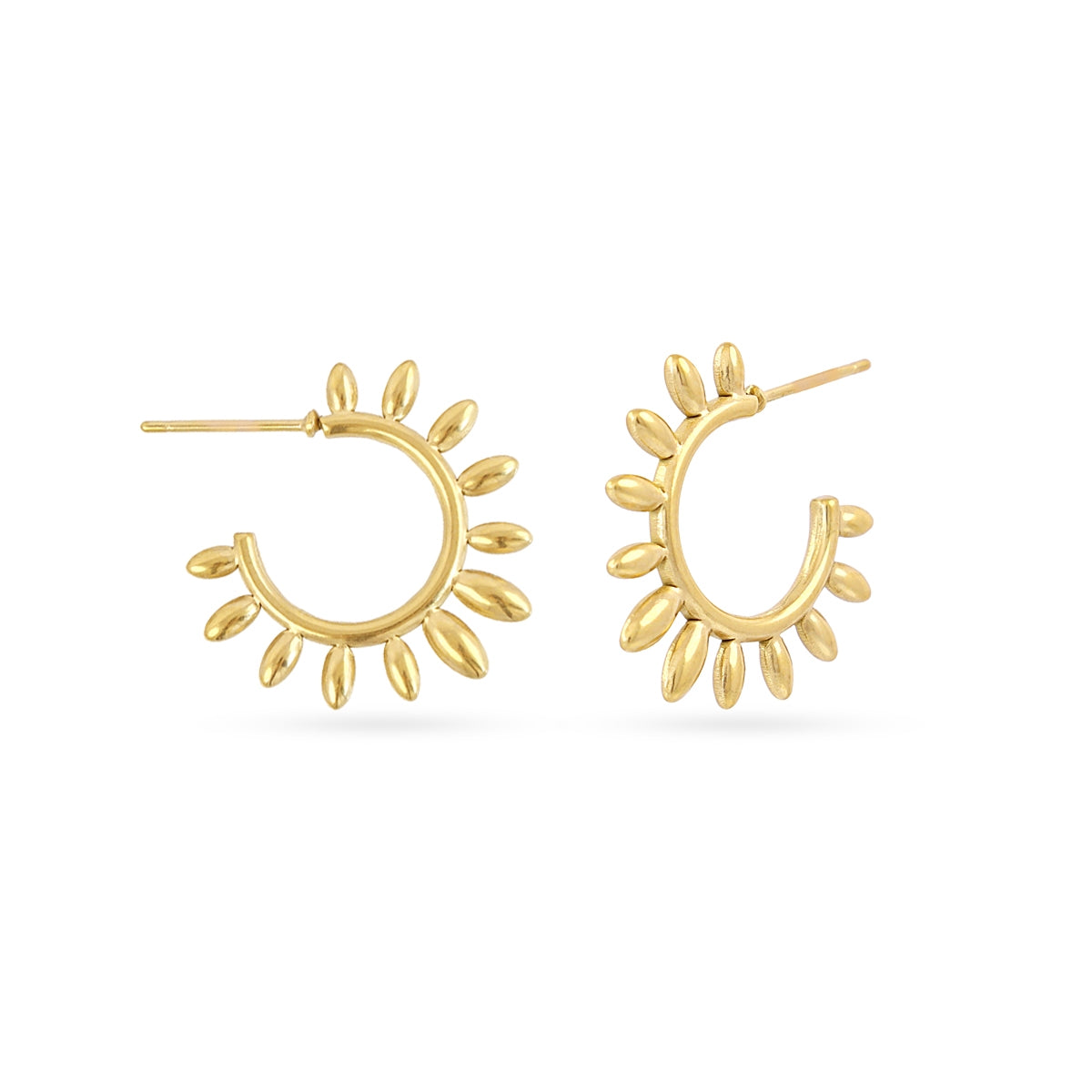 Aros Essentials Pétalos Ovalados en Dorado, bisutería de acero de la colección Essentials — Tiendas Via Vai Estepona