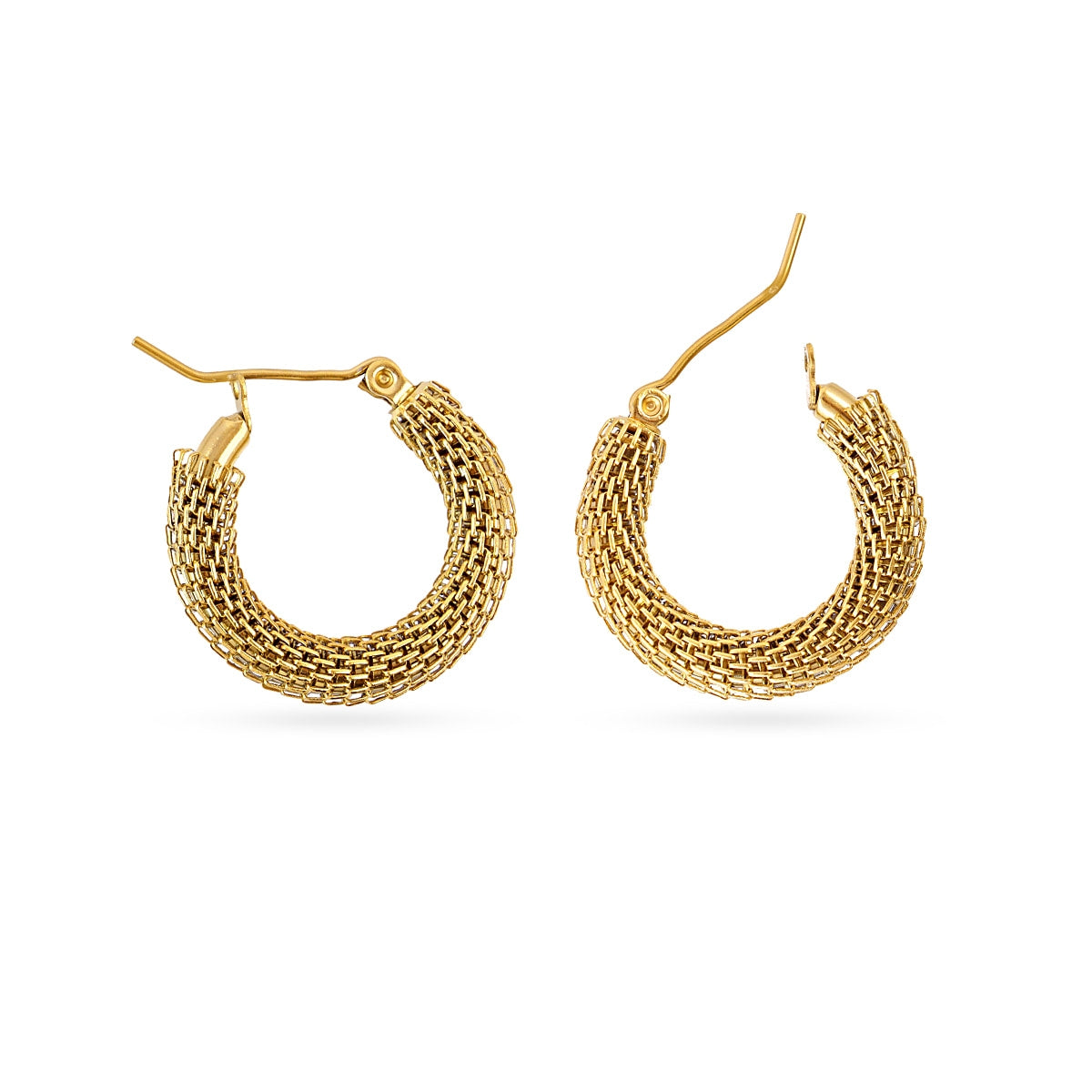 Aros Essentials Rejilla Pequeños en Dorado, bisutería de acero de la colección Essentials — Tiendas Via Vai Estepona