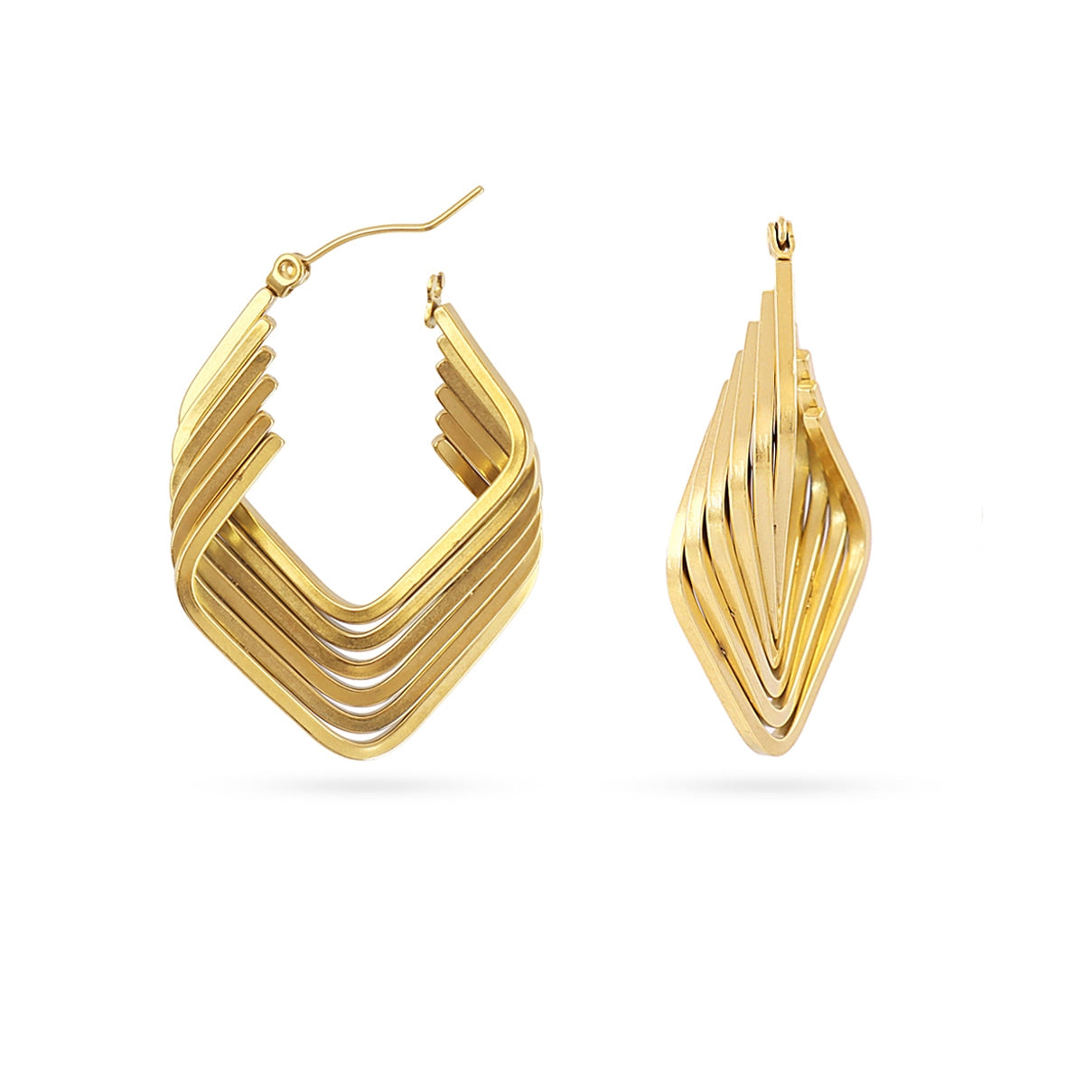 Aros Essentials Triangular en Dorado, bisutería de acero de la colección Essentials — Tiendas Via Vai Estepona