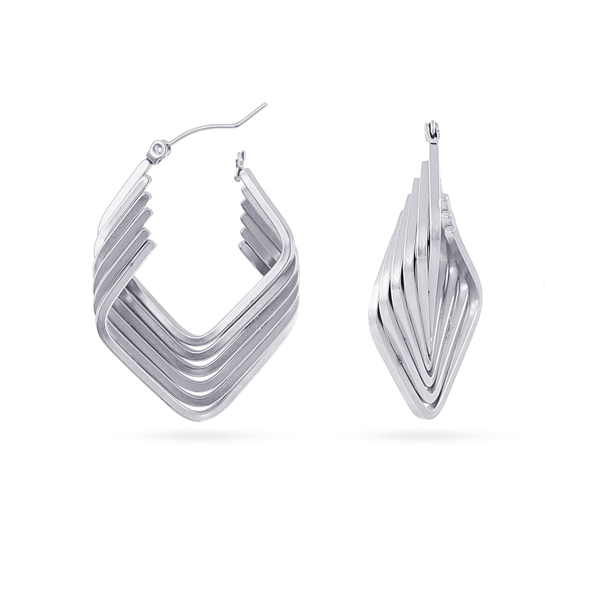 Aros Essentials Triangular en Plateado, bisutería de acero de la colección Essentials — Tiendas Via Vai Estepona