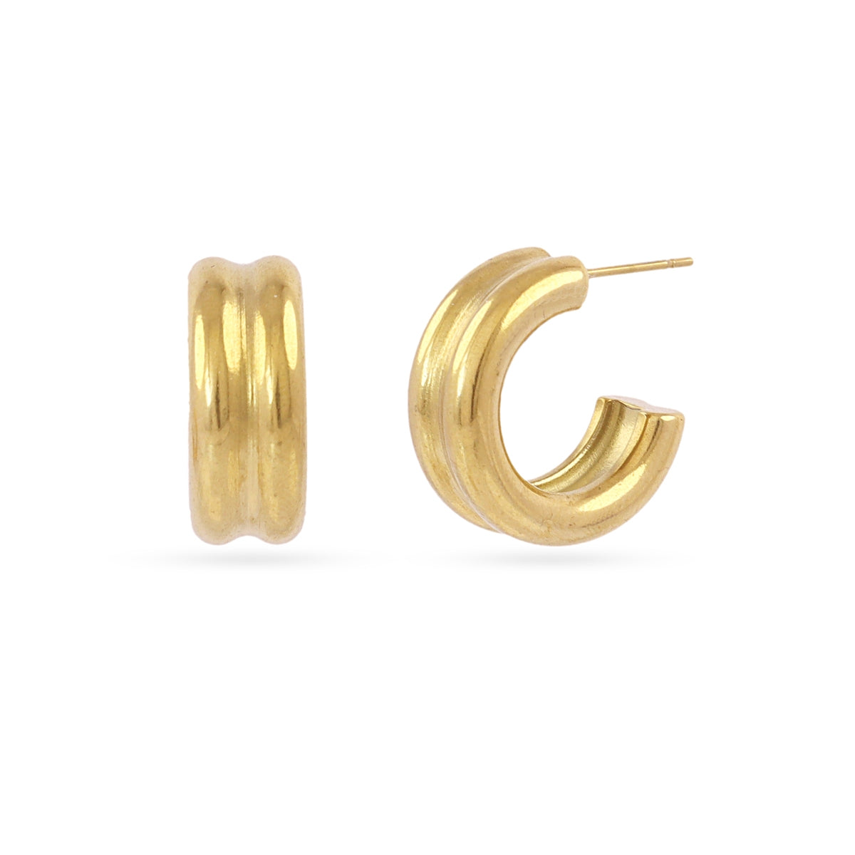 Aros Essentials Tripe Tubo en Dorado, bisutería de acero de la colección Essentials — Tiendas Via Vai Estepona