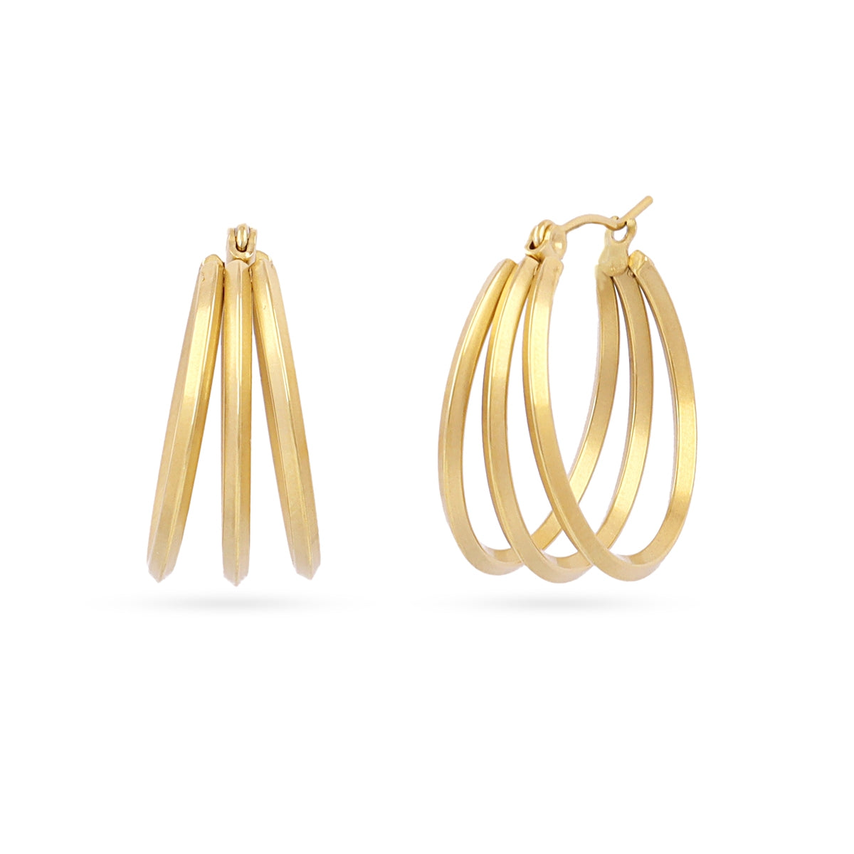Aros Essentials Triple Banda en Dorado, bisutería de acero de la colección Essentials — Tiendas Via Vai Estepona