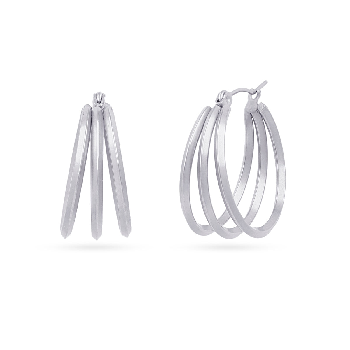 Aros Essentials Triple Banda en Plateado, bisutería de acero de la colección Essentials — Tiendas Via Vai Estepona