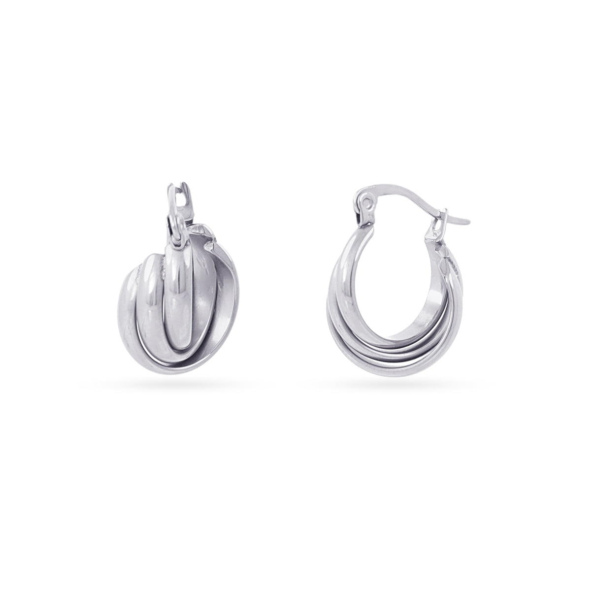 Aros Essentials Triple Cuerda Pequeños en Plateado, bisutería de acero de la colección Essentials — Tiendas Via Vai Estepona
