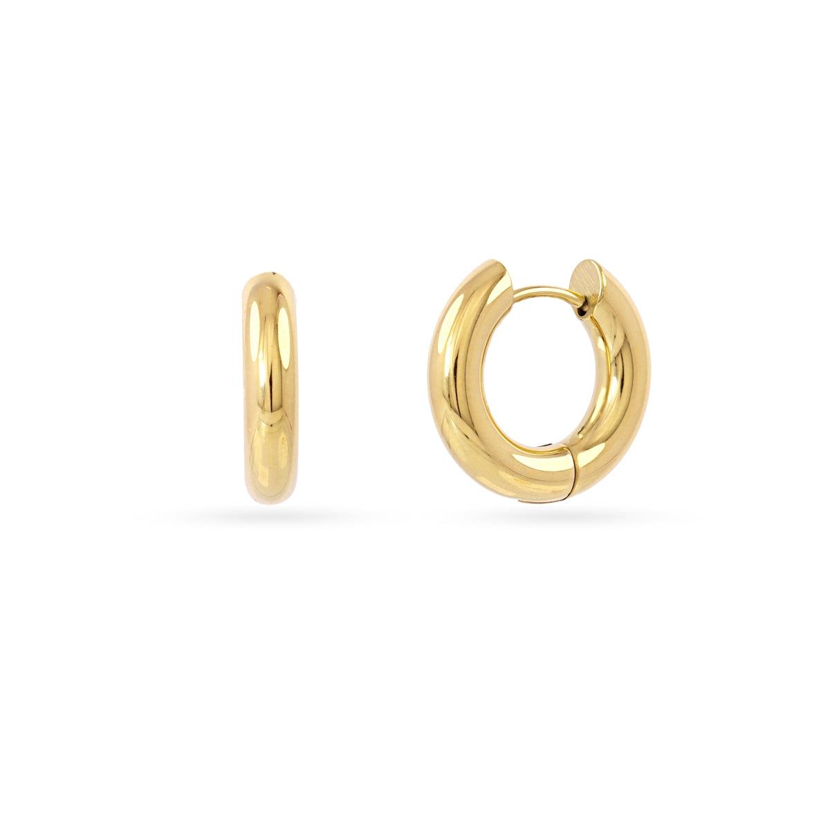 Aros Essentials Tubular Brillo Pequeños en Dorado, bisutería de acero de la colección Essentials — Tiendas Via Vai Estepona