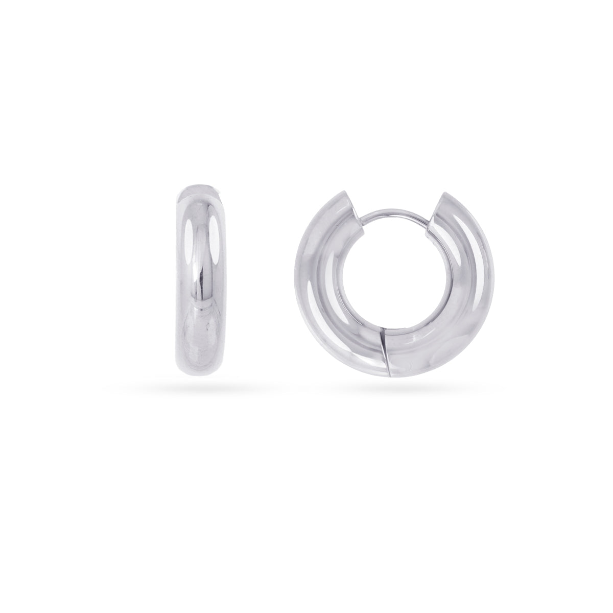 Aros Essentials Tubular Brillo Pequeños en Plateado, bisutería de acero de la colección Essentials — Tiendas Via Vai Estepona