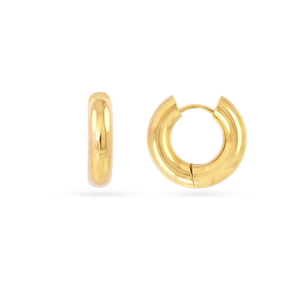 Aros Essentials Tubular Brillo Pequeños en Dorado, bisutería de acero de la colección Essentials — Tiendas Via Vai Estepona