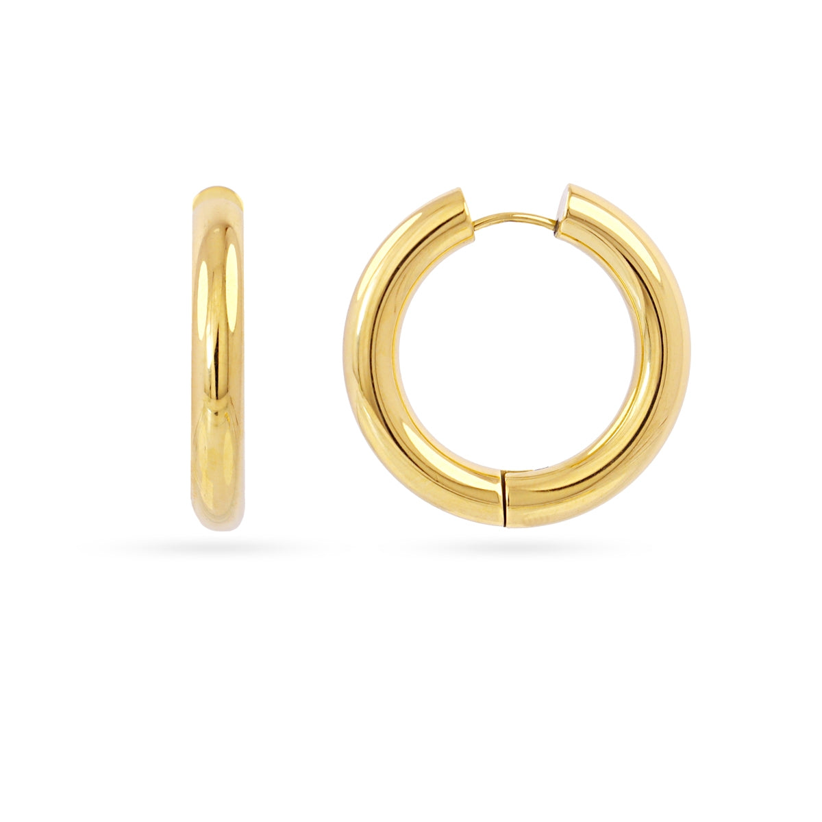 Aros Essentials Tubular Brillo Xl en Dorado, bisutería de acero de la colección Essentials — Tiendas Via Vai Estepona