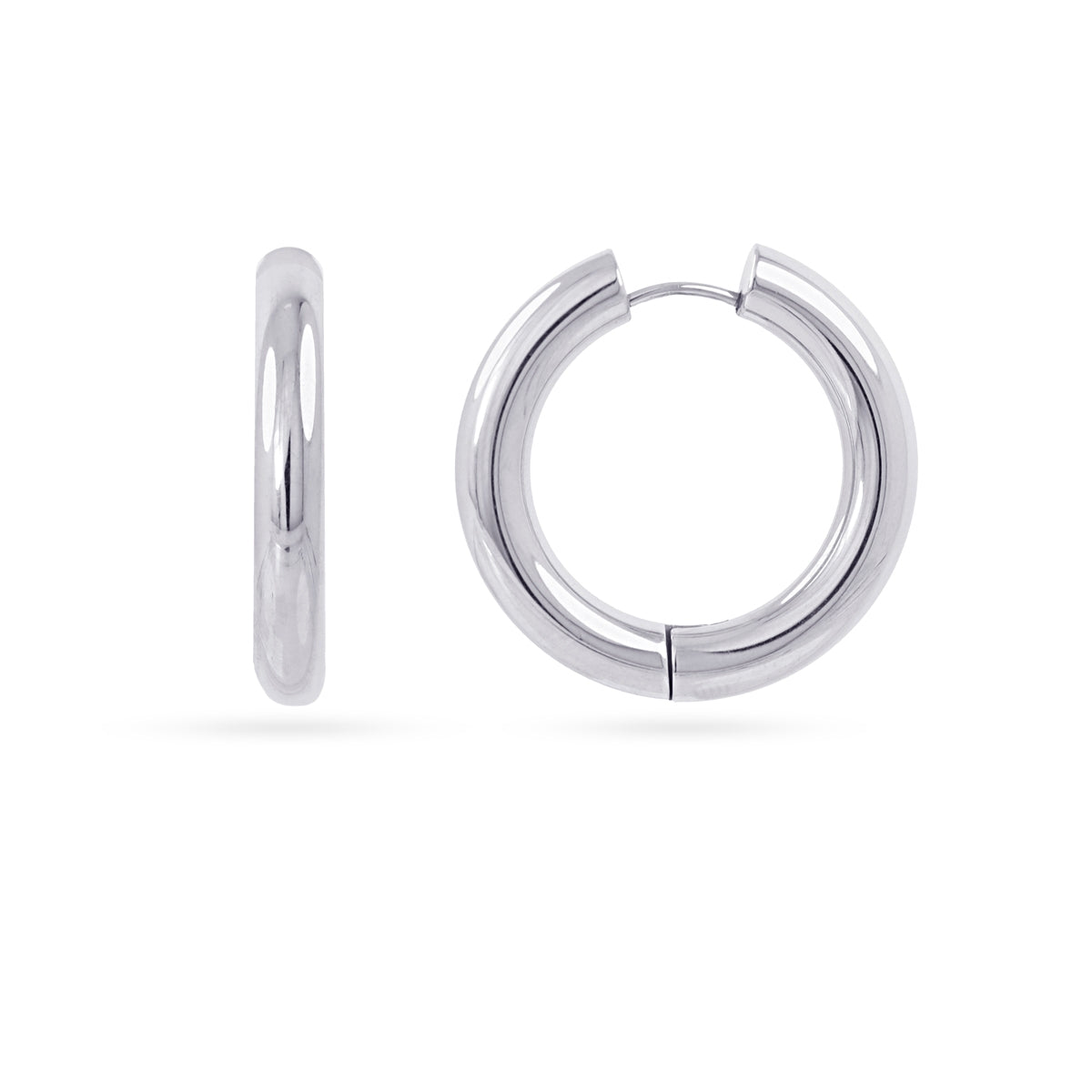 Aros Essentials Tubular Brillo Xl en Plateado, bisutería de acero de la colección Essentials — Tiendas Via Vai Estepona
