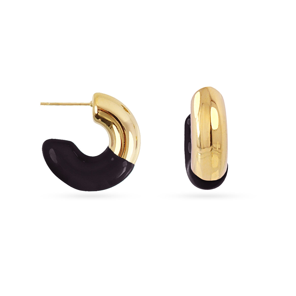 Aros Gruesos Essentials Esmaltado en Negro, bisutería de acero de la colección Essentials — Tiendas Via Vai Estepona