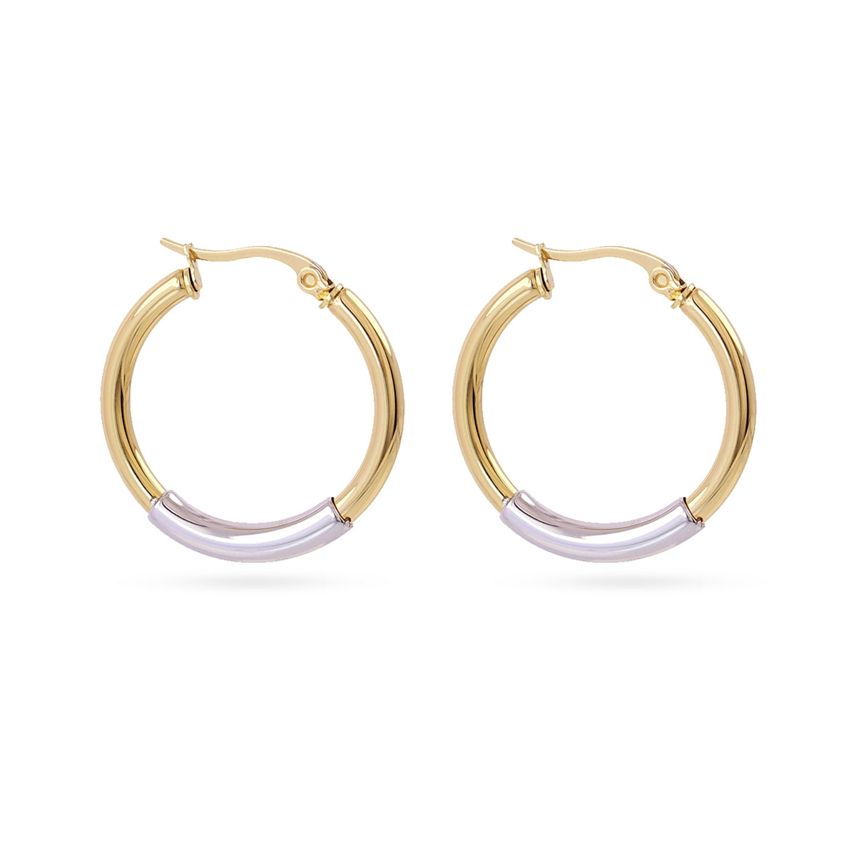 Aros Mini Essentials Bicolor Metálico en Combinado metalizado, bisutería de acero de la colección Essentials — Tiendas Via Vai Estepona