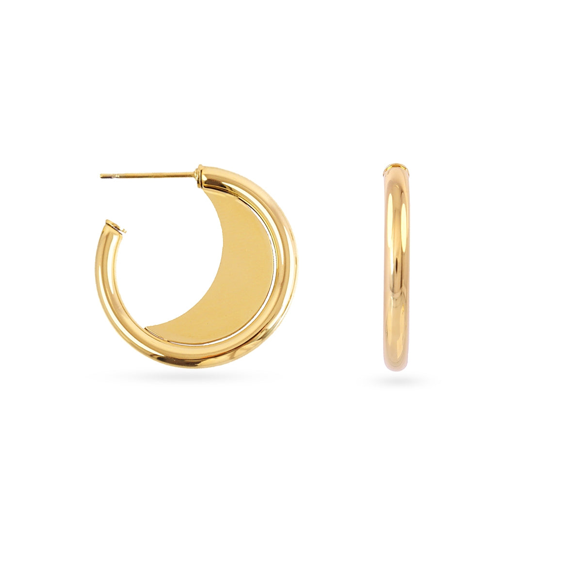 Aros Mini Essentials Diseño Dual en Dorado, bisutería de acero de la colección Essentials — Tiendas Via Vai Estepona