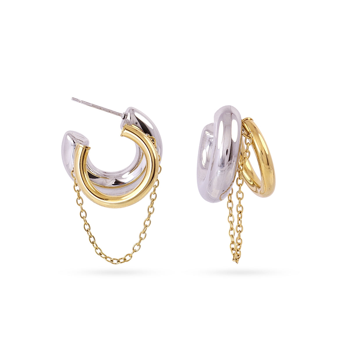 Aros Mini Essentials Doble Bicolor en Combinado metalizado, bisutería de acero de la colección Essentials — Tiendas Via Vai Estepona