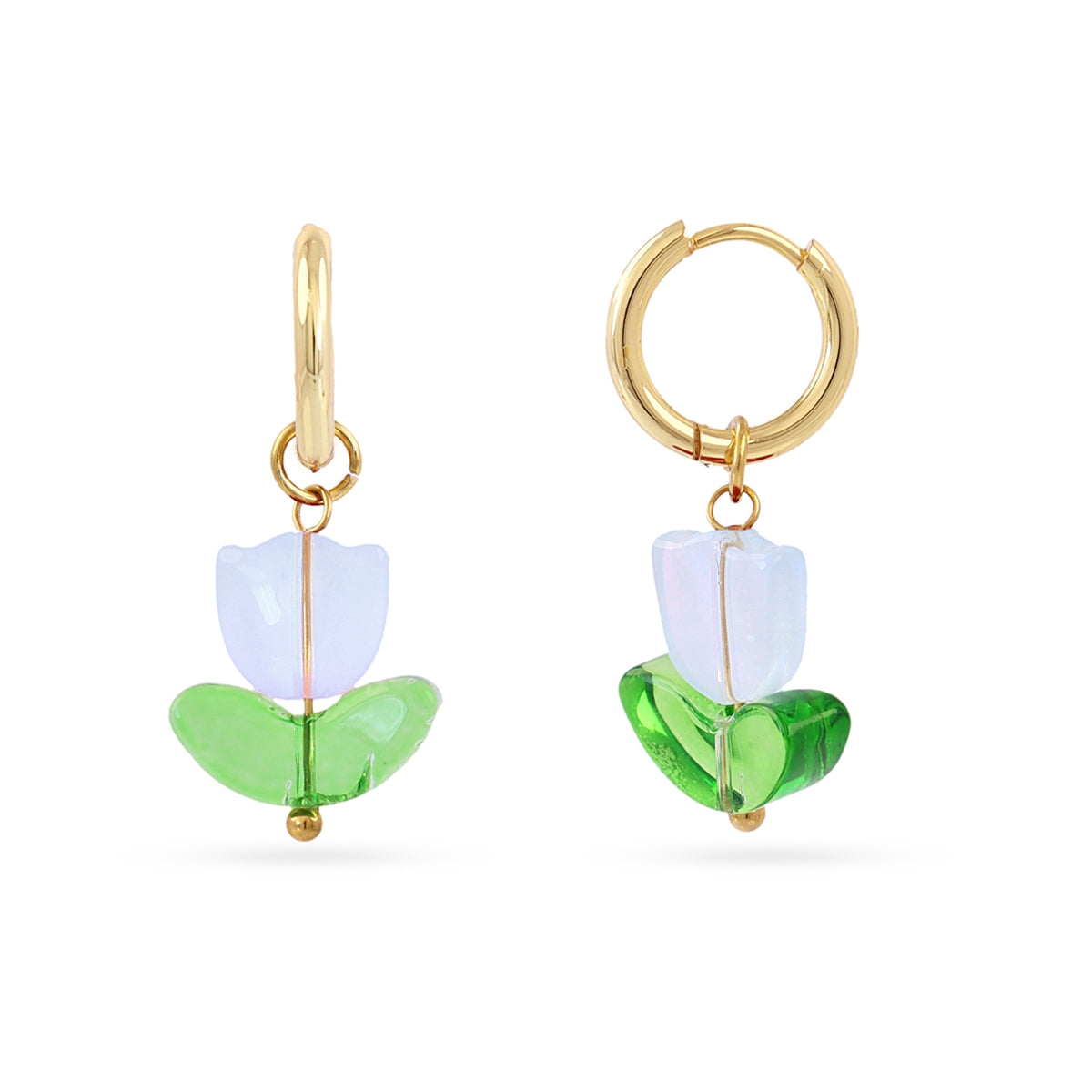 Pendientes Trencadis Colgante Tulipán en Azul claro, bisutería de acero de la colección Tide — Tiendas Via Vai Estepona
