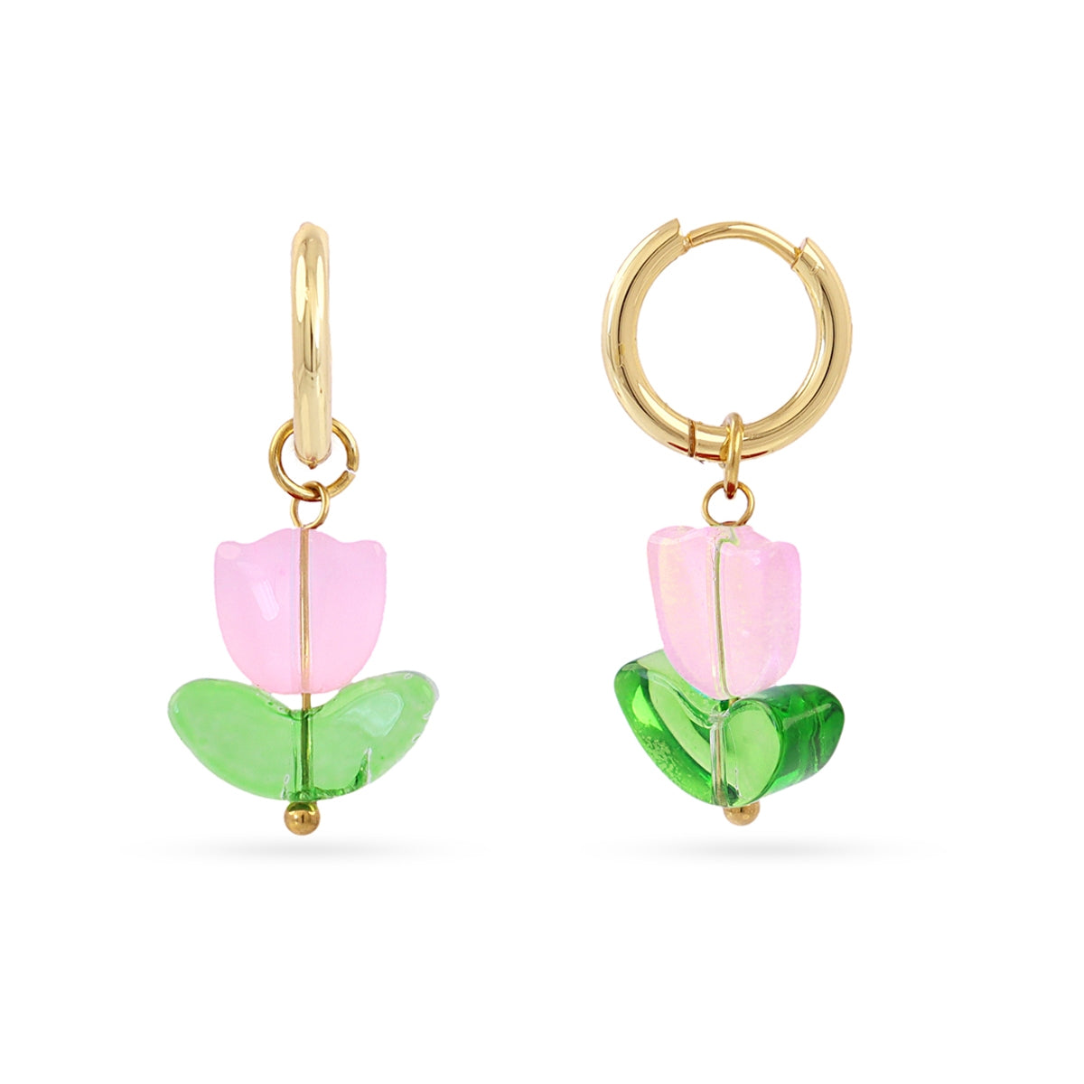 Pendientes Trencadis Colgante Tulipán en Rosa, bisutería de acero de la colección Tide — Tiendas Via Vai Estepona