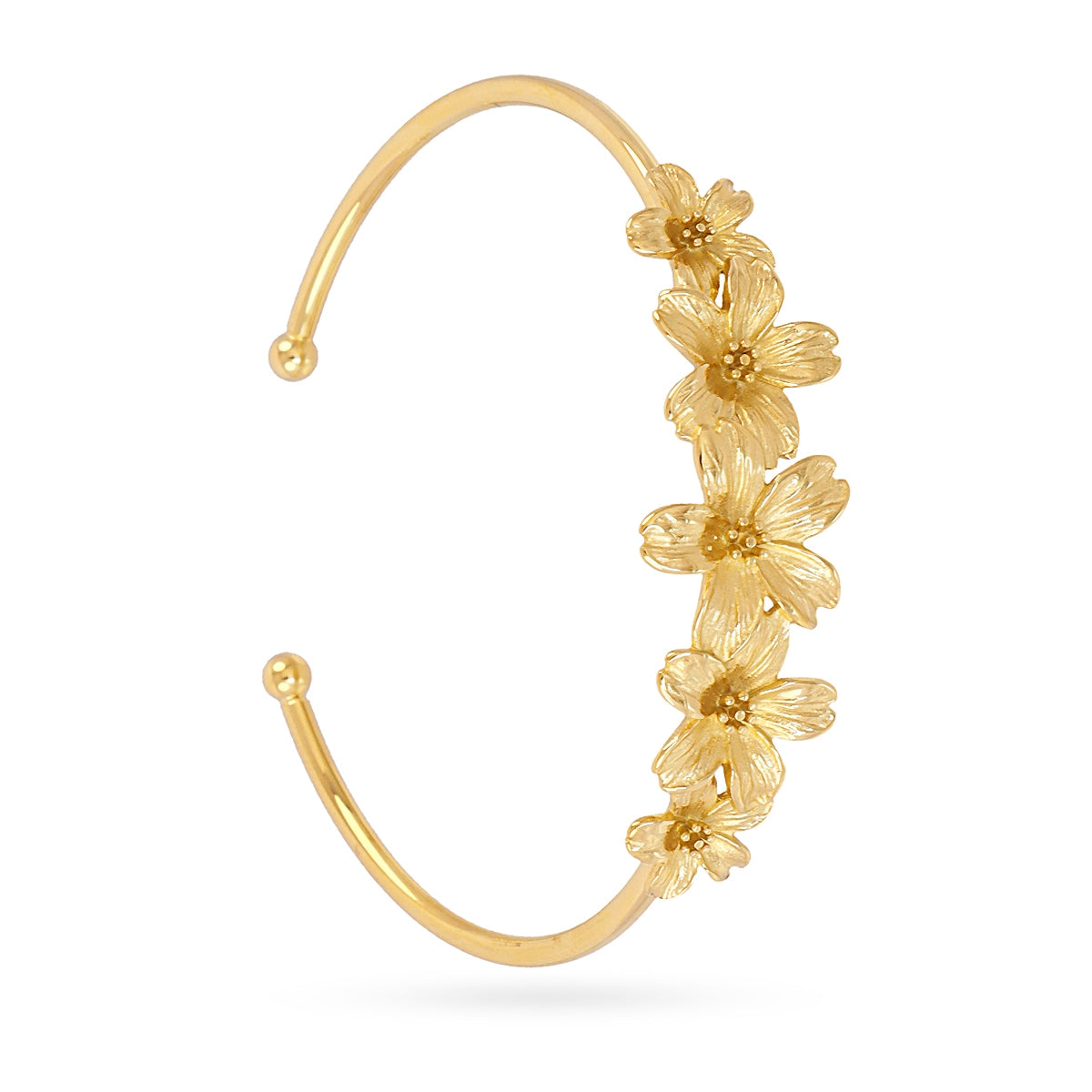 Brazalete Essentials Flores Relieve en Dorado, bisutería de acero de la colección Essentials — Tiendas Via Vai Estepona