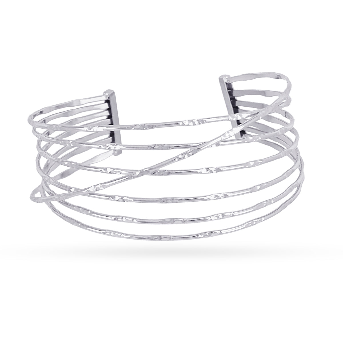 Brazalete Essentials Hilos Cruzados en Plateado, bisutería de acero de la colección Essentials — Tiendas Via Vai Estepona