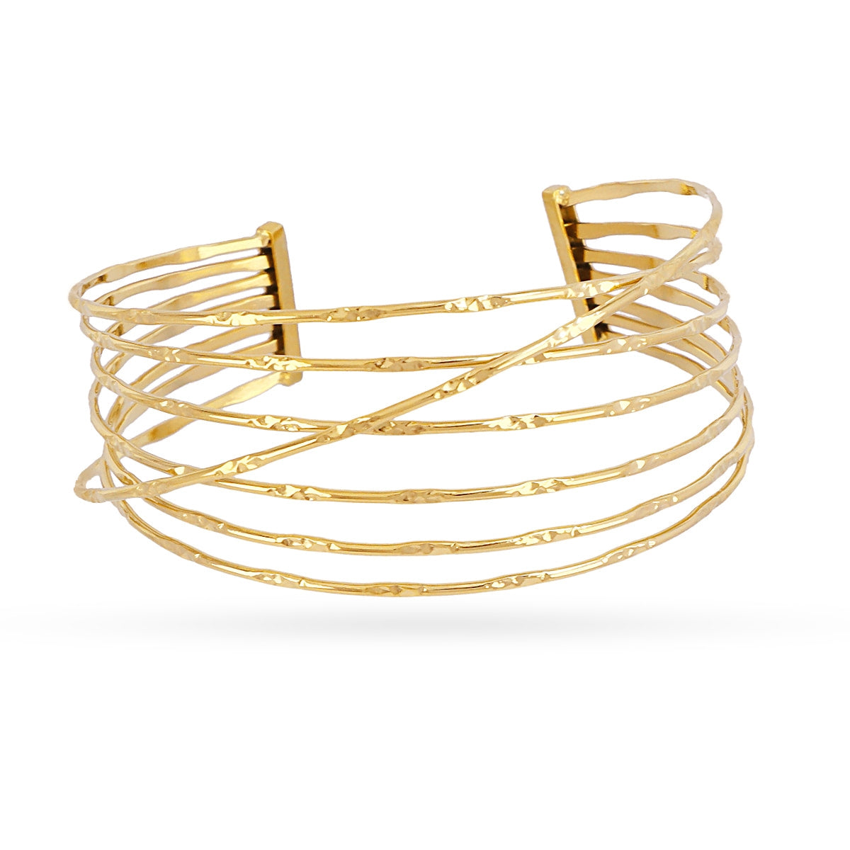 Brazalete Essentials Hilos Cruzados en Dorado, bisutería de acero de la colección Essentials — Tiendas Via Vai Estepona