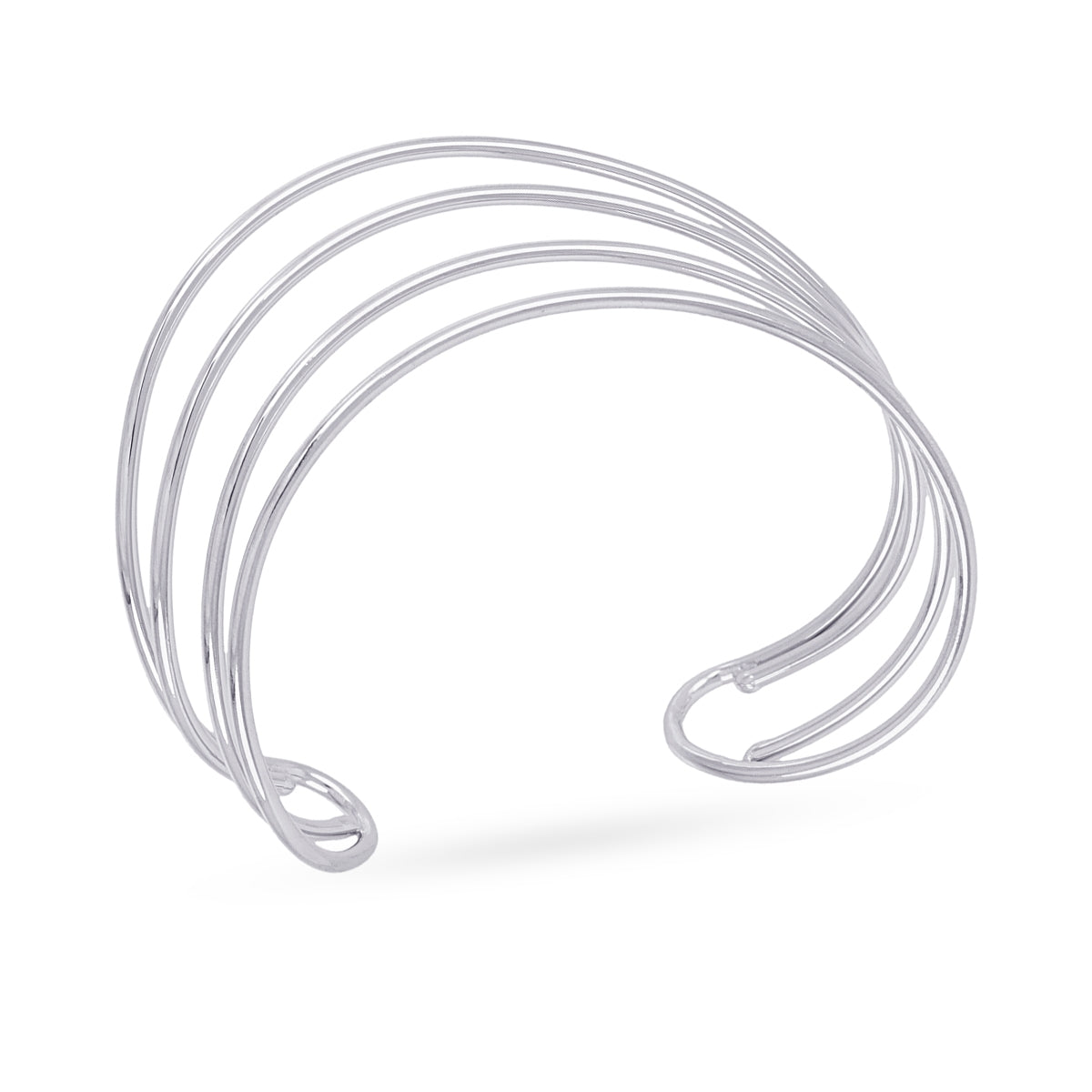 Brazalete Essentials Líneas Curvas en Plateado, bisutería de acero de la colección Essentials — Tiendas Via Vai Estepona
