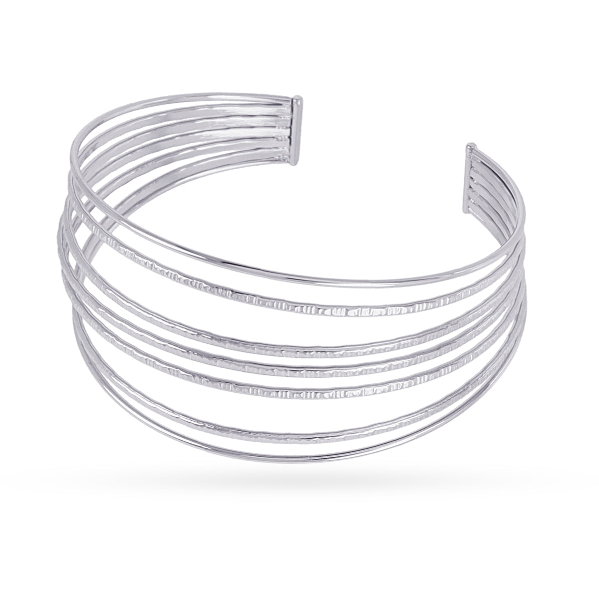 Brazalete Essentials Multilínea Textura en Plateado, bisutería de acero de la colección Essentials — Tiendas Via Vai Estepona