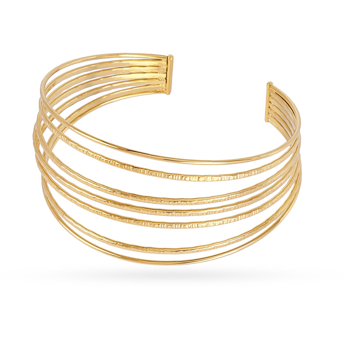Brazalete Essentials Multilínea Textura en Dorado, bisutería de acero de la colección Essentials — Tiendas Via Vai Estepona