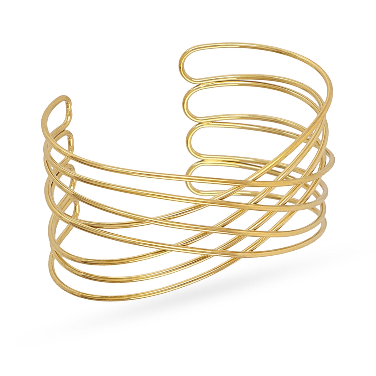 Brazalete Multi Tubos Entrelazados en Dorado, bisutería de acero de la colección Essentials — Tiendas Via Vai Estepona