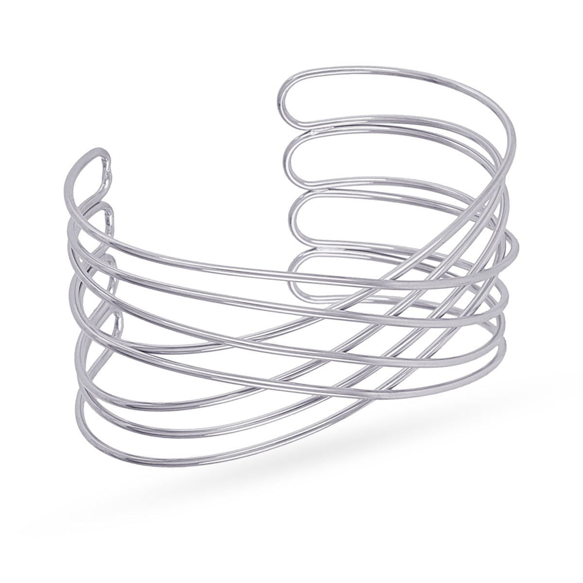 Brazalete Multi Tubos Entrelazados en Plateado, bisutería de acero de la colección Essentials — Tiendas Via Vai Estepona