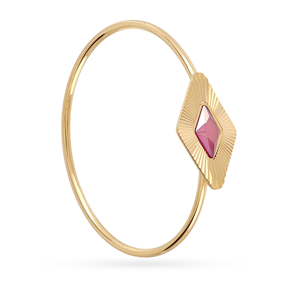 Brazalete Prisma Piedra Rombo en Rosa, bisutería de acero de la colección Sunflowers — Tiendas Via Vai Estepona