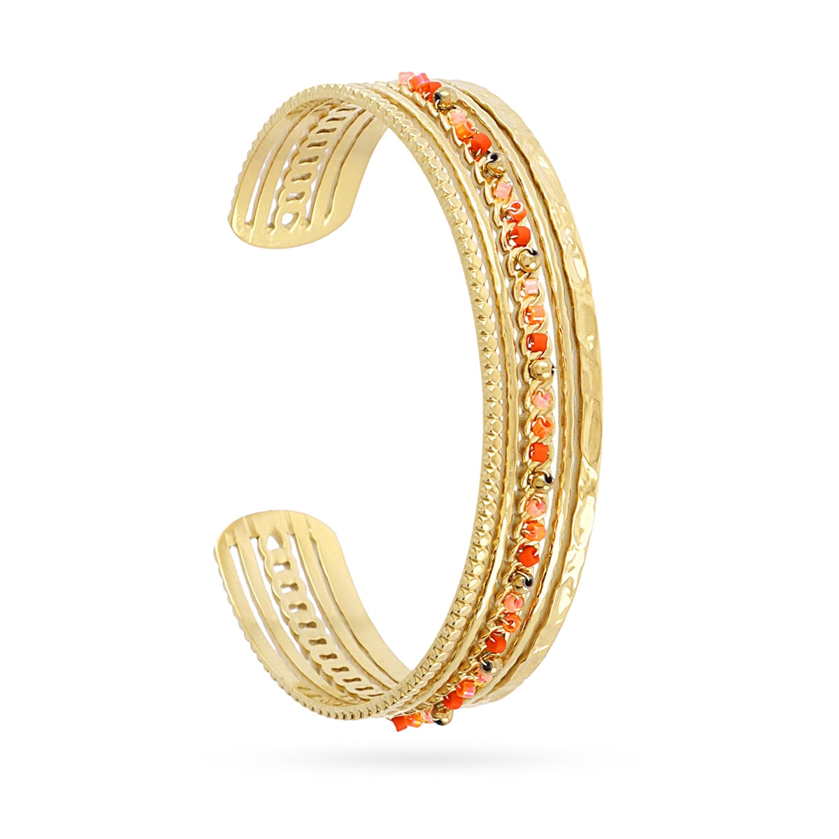 Brazalete Spirit Doble Banda Ajustable en Naranja, bisutería de acero de la colección Sand Dust — Tiendas Via Vai Estepona