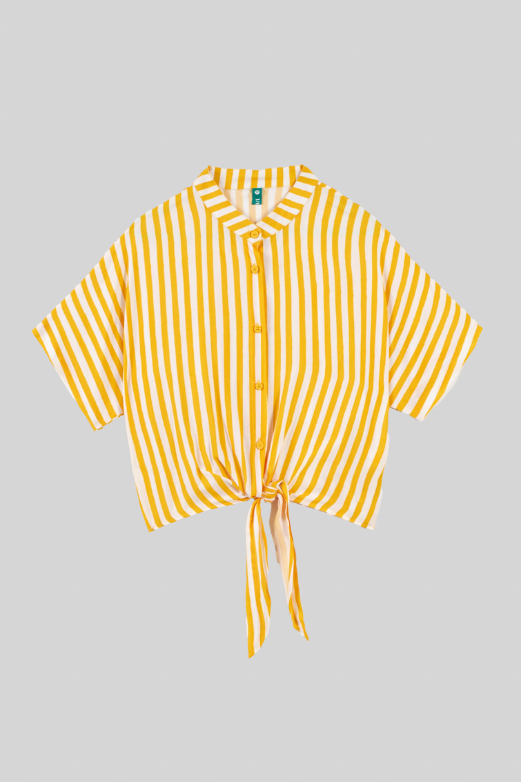 Camisa cuello mao anudada de rayas blancas y amarillas - Oh Sole mio Lolina - Imagen 11