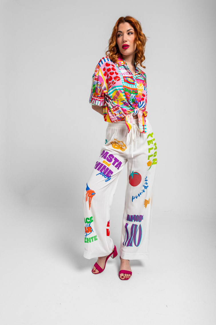 Camisa safari de estampado collage italiano - Dolce Far Niente Lolina - Imagen 4