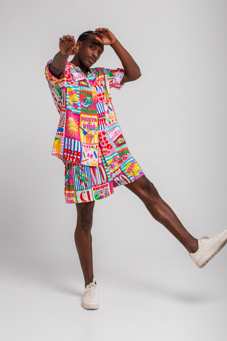 Camisa safari de estampado collage italiano - Dolce Far Niente Lolina - Imagen 7