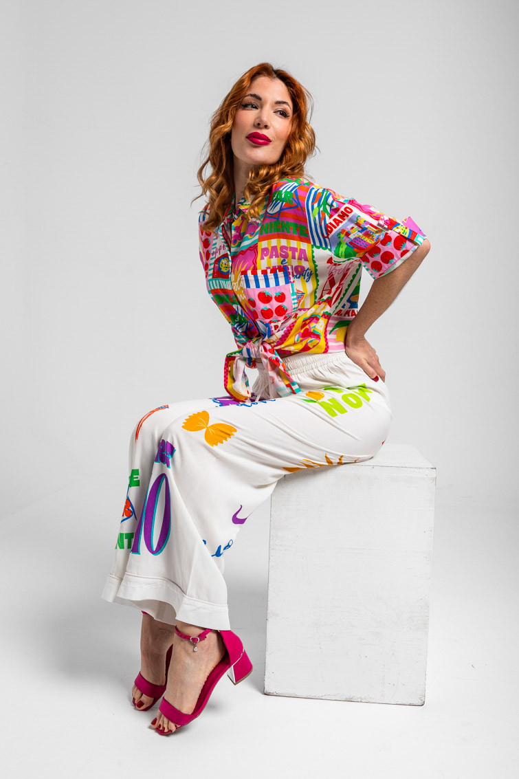 Camisa safari de estampado collage italiano - Dolce Far Niente Lolina