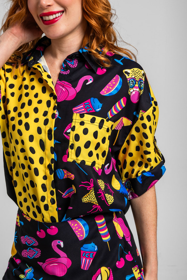 Camisa safari negra con estampado veraniego - Summer time Lolina