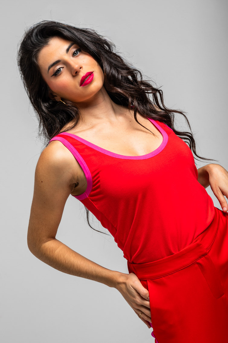 Camiseta tirantes roja y rosa - Dolce Far Niente Lolina