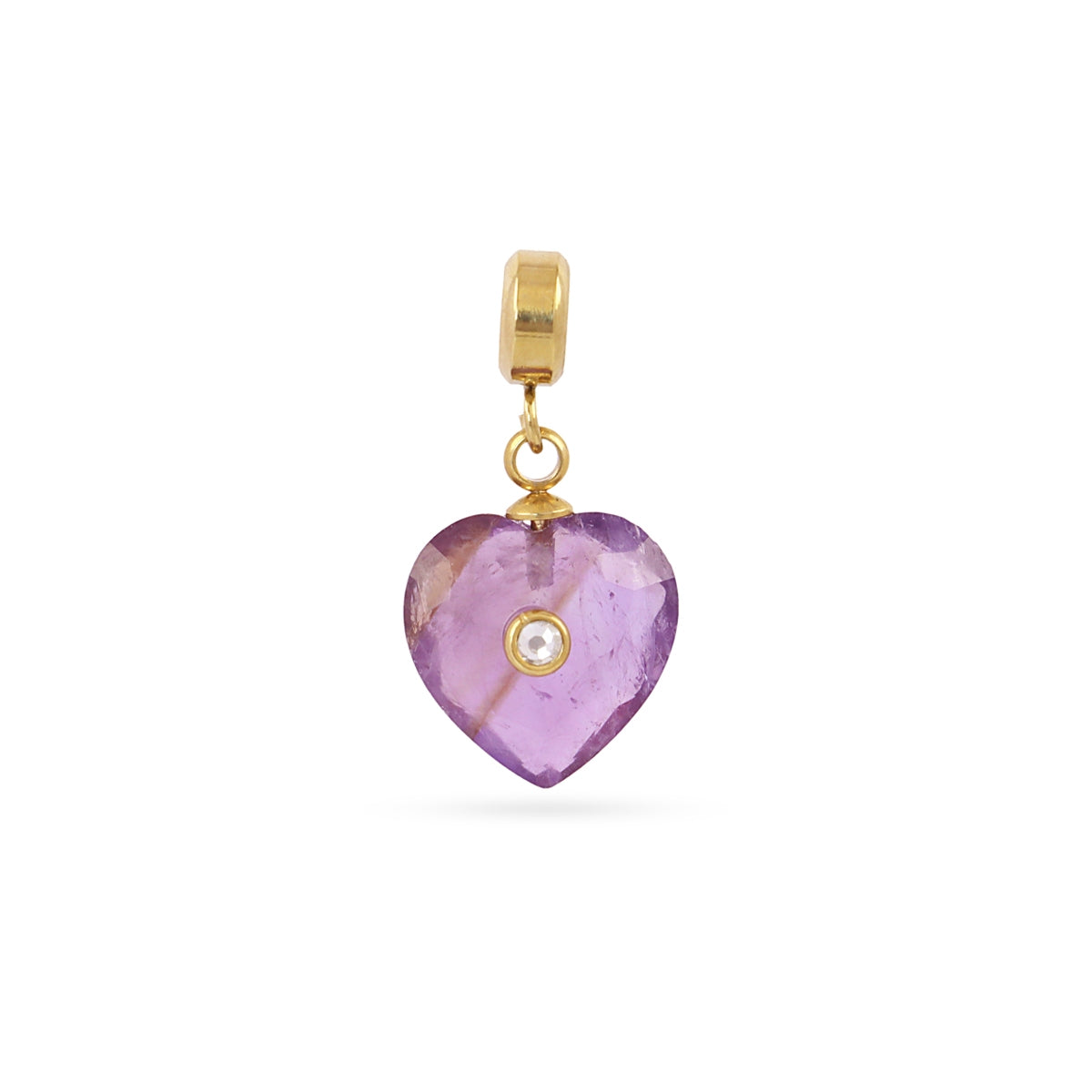 Charm Corazón Piedra Circonita en Morado, bisutería de acero de la colección Charms — Tiendas Via Vai Estepona