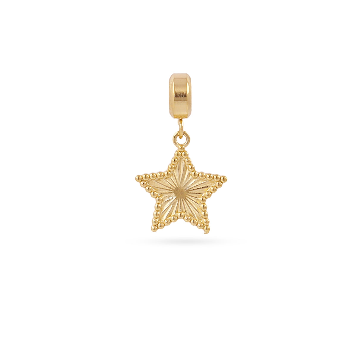 Charm Estrella Textura en Dorado, bisutería de acero de la colección Charms — Tiendas Via Vai Estepona