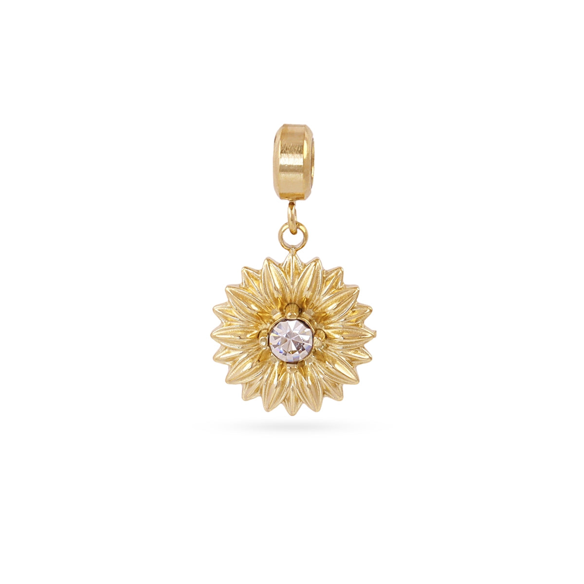 Charm Flor Circonita en Dorado, bisutería de acero de la colección Charms — Tiendas Via Vai Estepona