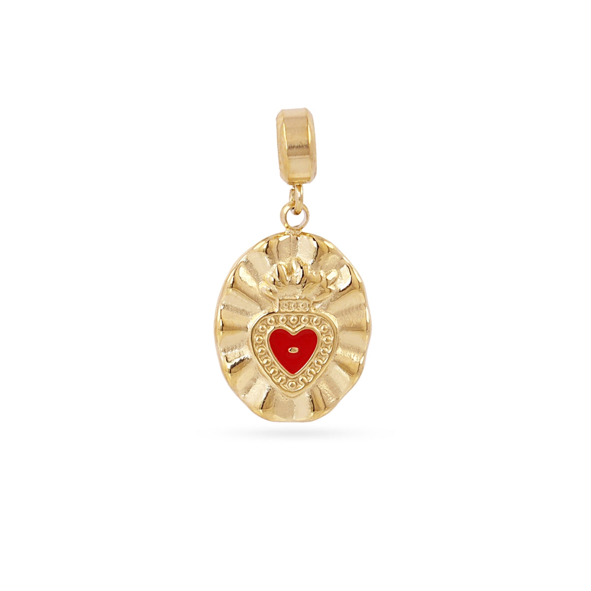 Charm Medalla Corazón Rojo en Dorado, bisutería de acero de la colección Charms — Tiendas Via Vai Estepona