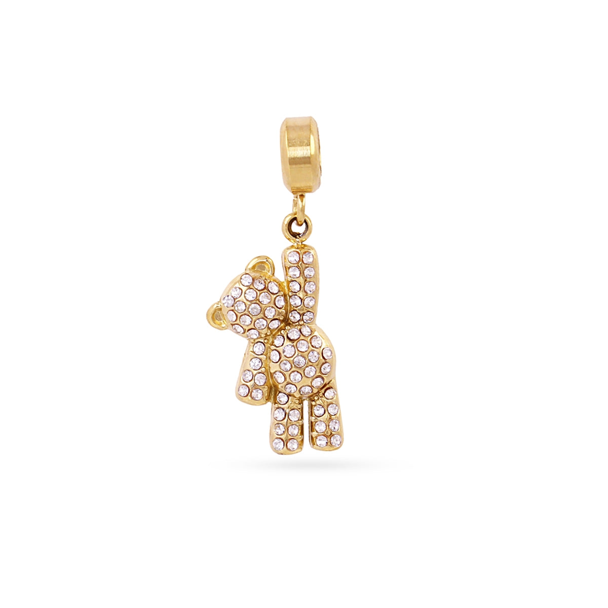 Charm Oso de Peluche Circonitas en Dorado, bisutería de acero de la colección Charms — Tiendas Via Vai Estepona